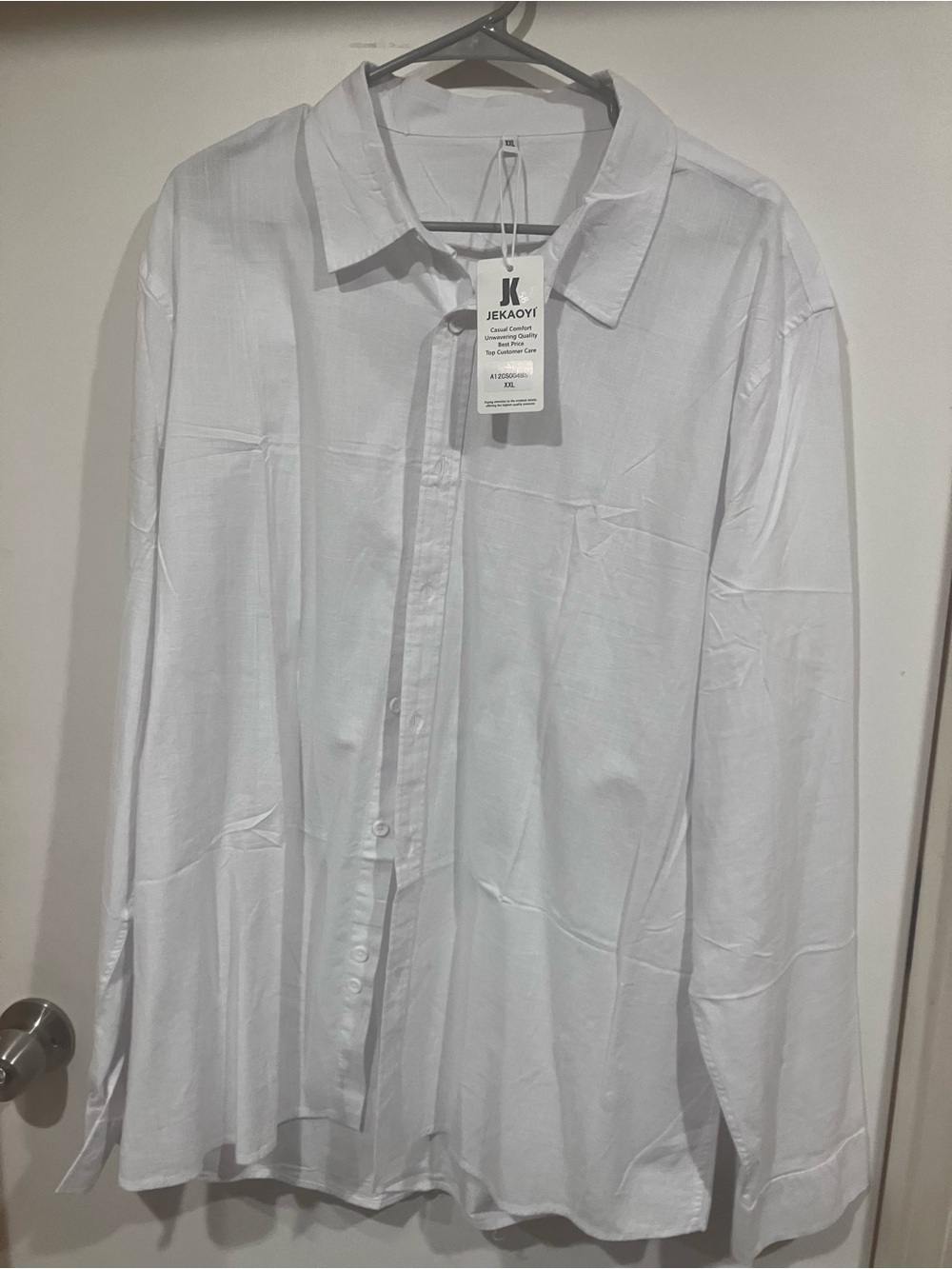 Men's White Linen Button-Down Shirt - Classic Fit size XXL. NWT - Picture 4 of 4